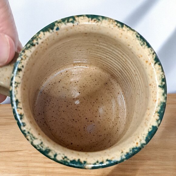 Three Rivers Pottery Snowman Mug Holiday Christmas Winter Green Spongeware - Picture 2 of 9